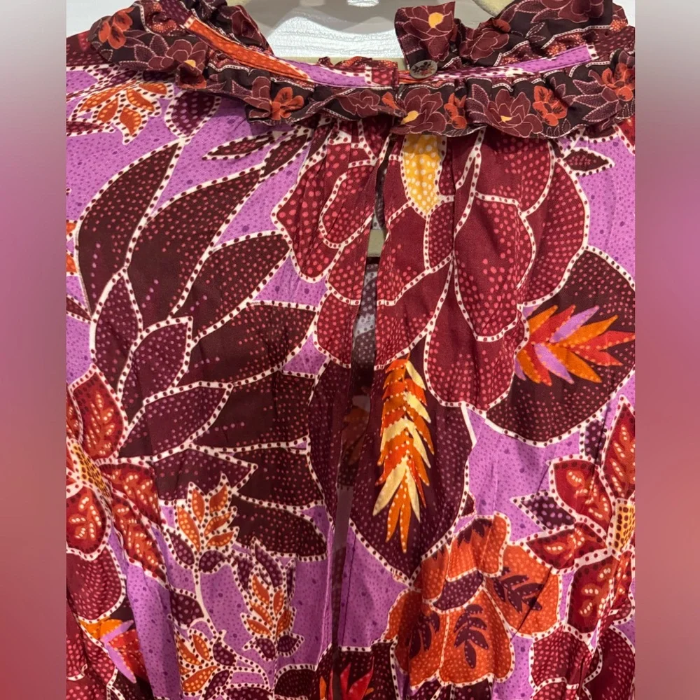 Farm Rio Sweet Floral Lilac Midi Dress - Picture 12 of 16